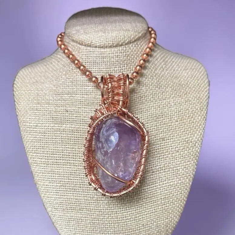 Juma CopperKing Creativity Weave Tumbled Amethyst 24” Copper Necklace Necklace Chain Shining Necklace