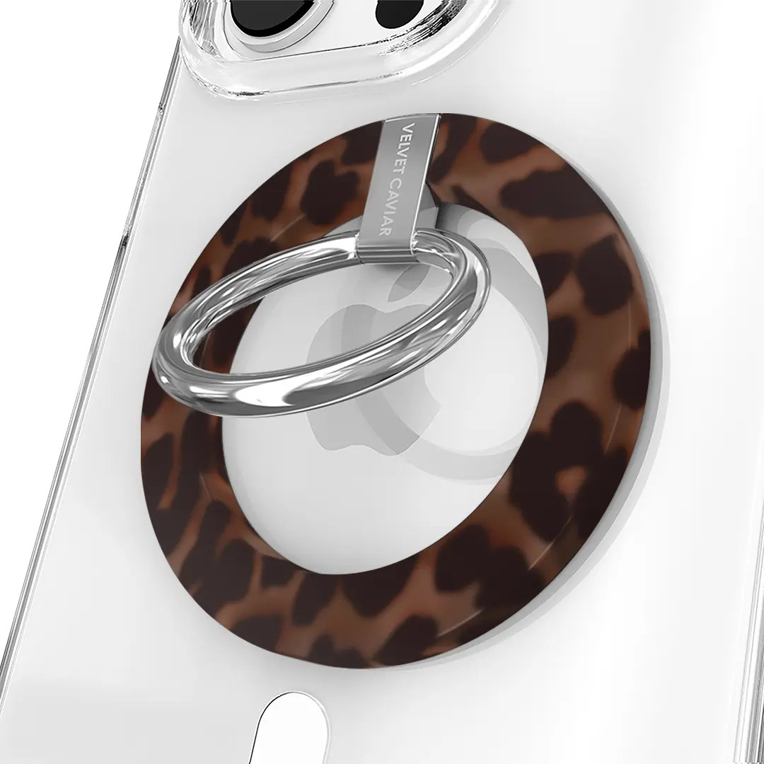 Velvet Caviar It Girl Leopard MagSafe Grip Ring Phone Accessory - Secure Magnetic Smartphone Holder, Cell Phone Mount, Stand for iPhone, Mobile Electronics Accessories, Phone Holder Design