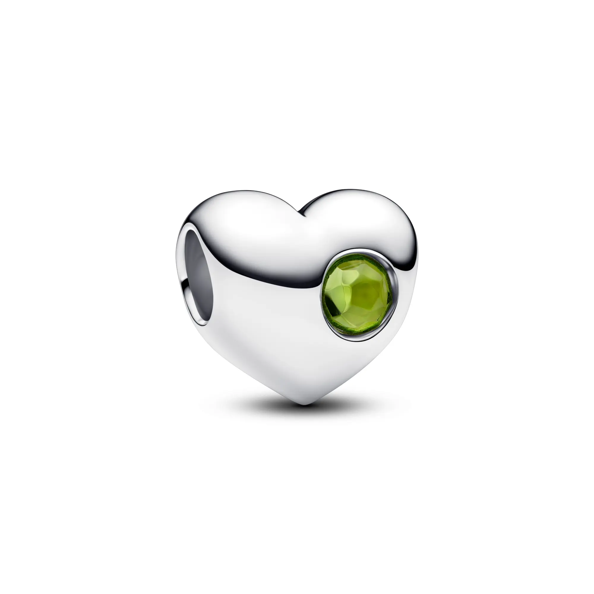 Pandora Personalized Engravable Heart Charm - Charms & Pendants, Flush Set Spring Green Man-Made Crystal, Meaningful Memento 794161C08