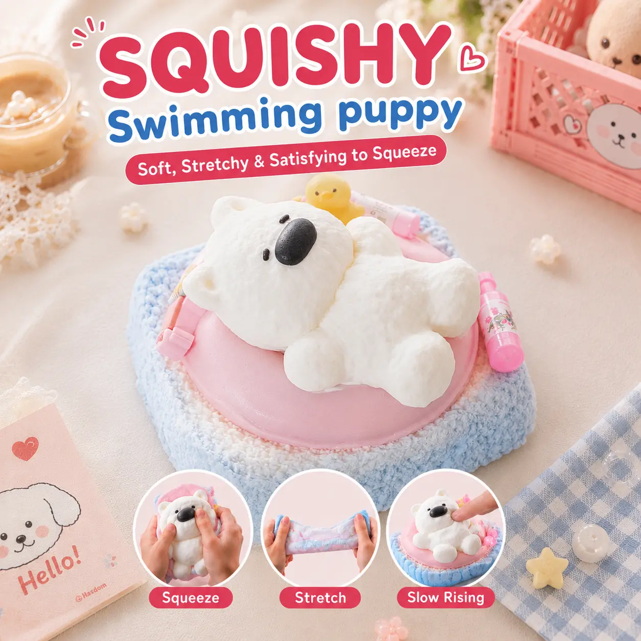 [Yuyu's Squishy World] Handmade taba squishies/swimming puppy squishy toys full silicone reborn squishy, fidget toys, taba squishy, swimming puppy, gifts for girls & boys