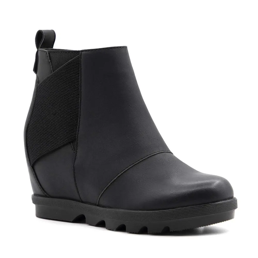 Women's Faux Suede Ankle Boots - Fashionable Casual Wedge Footwear with Side Zipper, Leather & Faux Leather Shoes for Everyday Comfort, Slip On, Ankle Height, Rubber Sole, All Seasons, Low Wedge, Round Toe, Retro, Style
