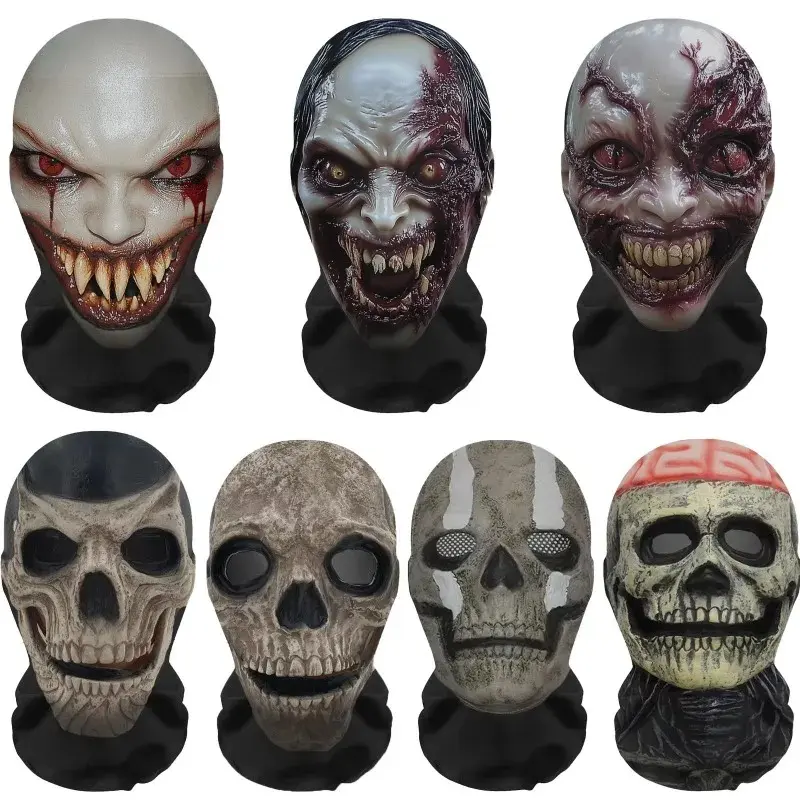 Halloween Mask Cosplay Props Balaclava Full Face Elastic Mesh Breathable Skull Headcovers Horror Party Halloween Ghost Face