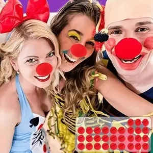 30pcs Red Clown Noses - Soft Foam Sponge Circus & Cosplay Accessories for Halloween, Parties, and School Events, Perfect for Clown Costumes and Fun Performances, School Event Props | Circus Theme | Flexible Nose Masks
