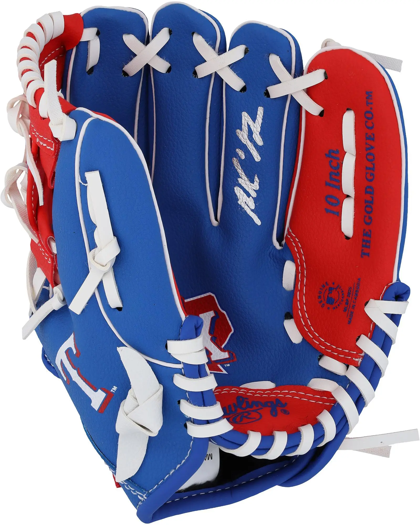 MacKenzie Gore Texas Rangers Autographed Rawlings 10" Collectible Team Logo Glove - Fanatics Authentic Certified