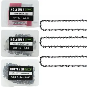Holyever 6"/10"/12" Chainsaw Replacement Chain, Universal High Carbon Steel, Fits Most Saws, Ideal for Wood Cutting & Tree Trimming
