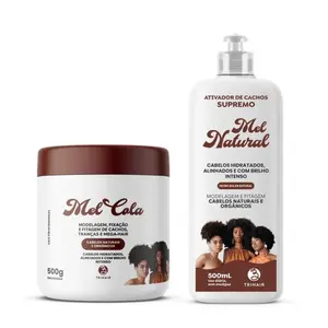 Trihair Mel Cola Curl Care Kit: 500Gr Hydrating Definer Gel + 500ml Natural Honey Curl Activator - Vegan, Paraben-Free, Deep Hydration & Frizz Control