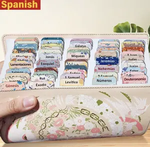 Laminated Spanish Bible Tabs, 75-Ct Pastel Bloom Theme Adhesive Bible Stickers, Aesthetic Stickers for Study Bookmarks, Spiritual Journey Labels, Office Index Divider Labels