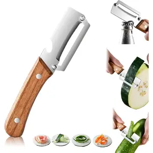 Premium-Grade Fruit & Vegetable Peeler | Sharp Stainless Steel Blade, Ergonomic Wooden Handle + Built-in Bottle Opener – Ideal for Daily Kitchen Use (Potatoes, Apples, Pumpkins & More)