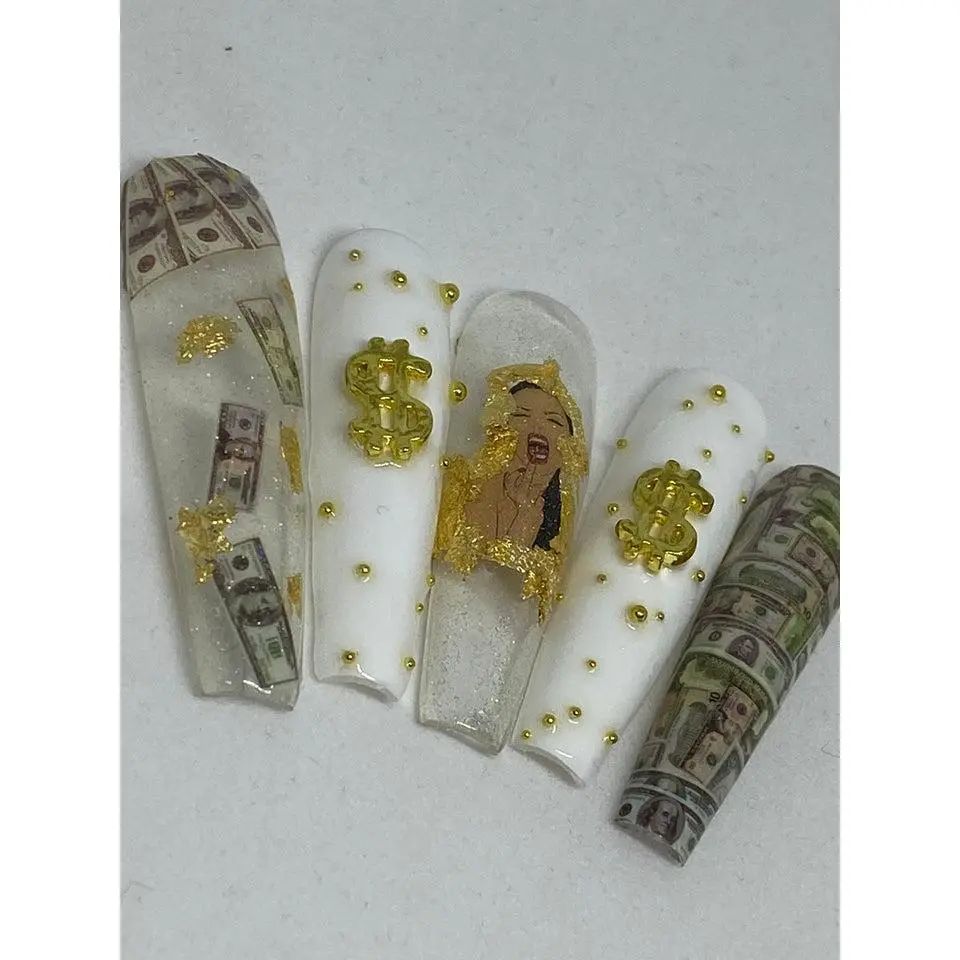 MONEY | COFFIN | XL LONG | PRESS ON NAILS