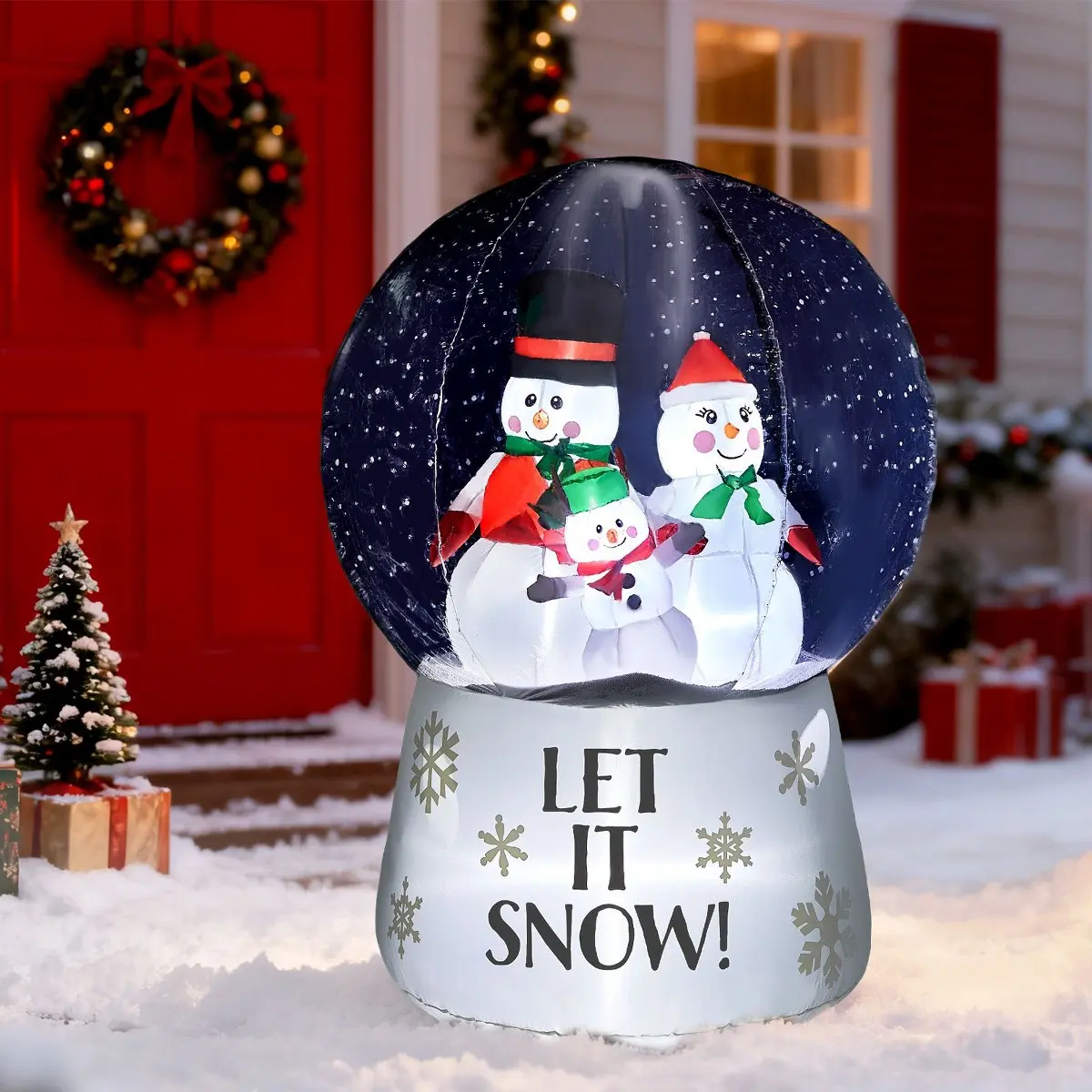 Ubesgoo 6 FT Lighted Christmas Inflatable Decoration, Large Inflatable Snow Globe with Snowman Family, Funny Blow Up Yard Decorations with Built-in LED Lights for Holiday Party Front Yard Lawn Garden Decor