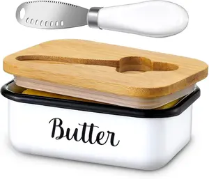 LANDNEOO Butter Dish with Lid and Butter Curler Knife - Unbreakable Stainless Steel Keeper Container with Double Silicone Sealing, for Kitchen Farmhouse Decor