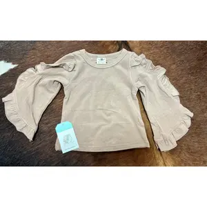 Tan Ruffle Sleeve Top
