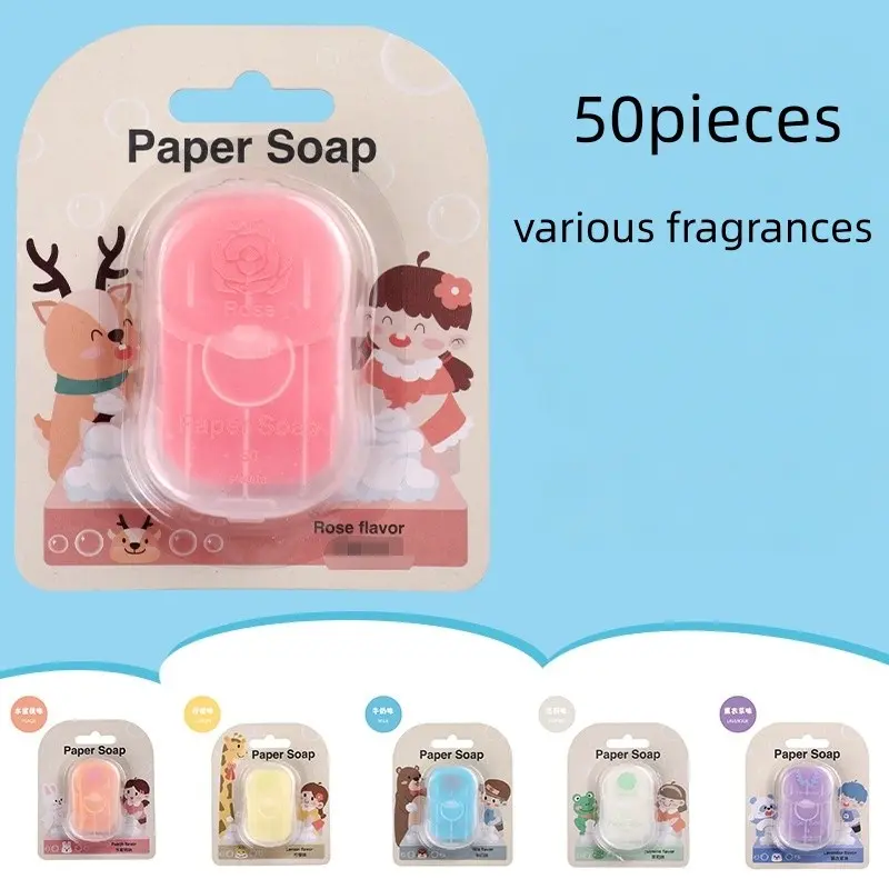 50pcs Travel Soap Box with Soap Sheets, Portable Hand Wash Tablets, Mini Soap Paper, Outdoor Camping, One-Time Use Soap, Hand Soaps, Hand Cleaning Product