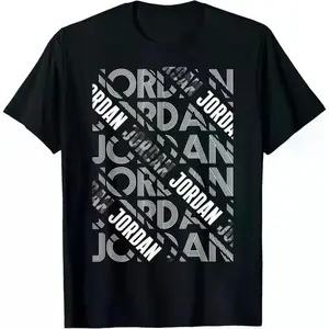 Black T - shirt with Distinctive "JORDAN" Graphic Design Black T - shirt with Distinctive "JORDAN" Graphic Design