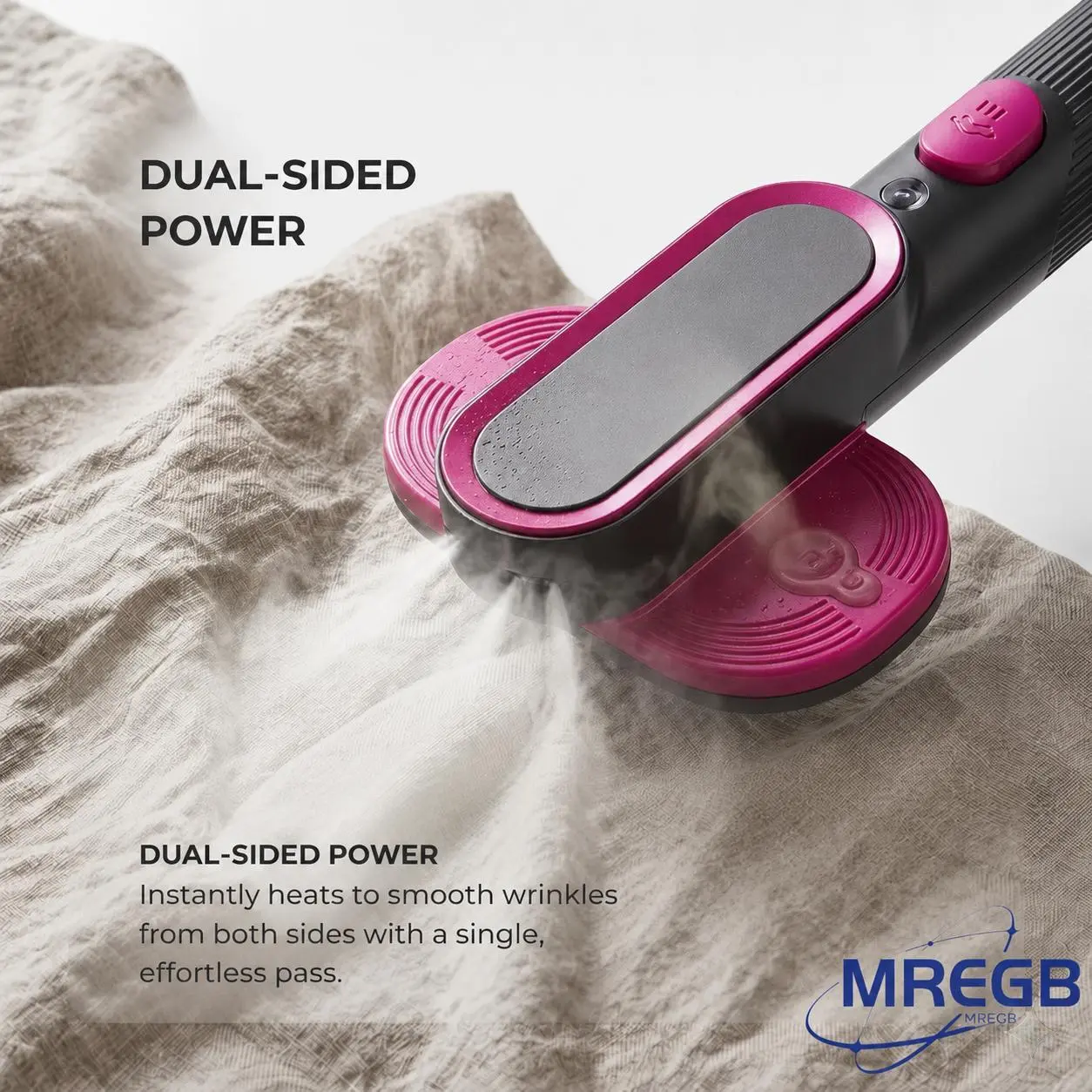 MREGB Portable Handheld Steamer Iron for Clothes, 2-in-1 Garment Steamer & Mini Iron with 5s Fast Heating, Quick Wrinkle Remover, Large Ceramic Panel & 90° Swivel Handle, Perfect Travel Clothing Steamer for Home & Dorm summervibes