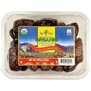 SunDate Organic California Medjool Dates 2 lbs 907g USDA Certified Non-GMO Fiber-Rich Snack Resealable Container