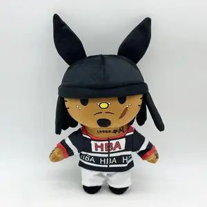 Adorable Rap Music Plushie Featuring a Stylish Black Rabbit Hat - Perfect Stuffed Toy for Music Lovers!
