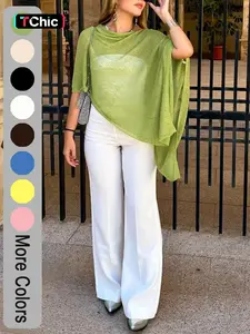 Fashion Elegant Lightweight Breathable Multi-Wear Loose Knit Shawl Pullover, Womenswear Casual Daily Wear, Spring & Fall, Plain Design