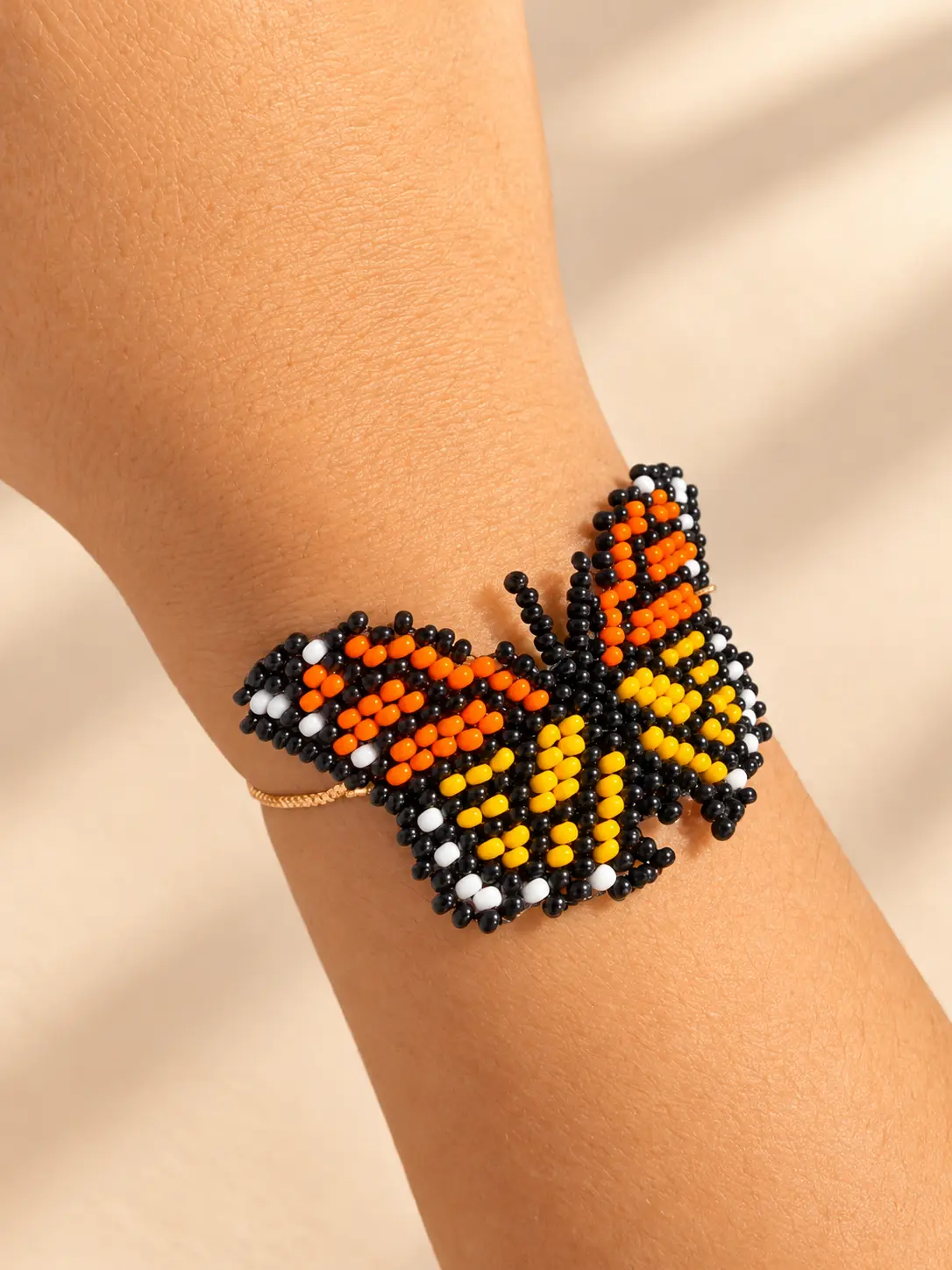 Handmade monarch butterfly Beaded Bracelets Adjustable Cord Jewelry