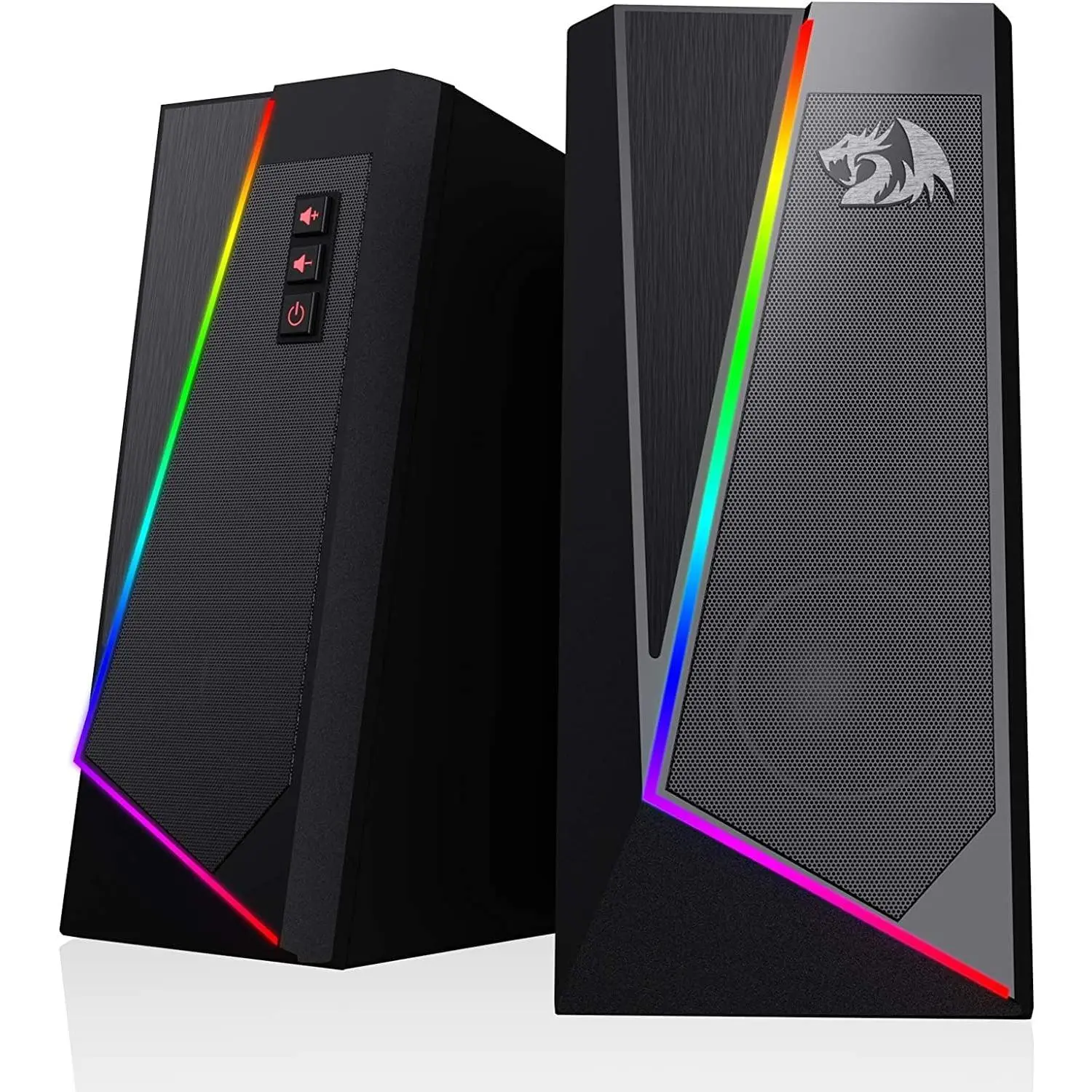 GS520 RGB Desktop Speakers, 2.0  PC Computer Stereo Speaker with 6 Colorful LED Modes, Enhanced Sound and Easy-Access Volume Control, USB  w/ 3.5mm