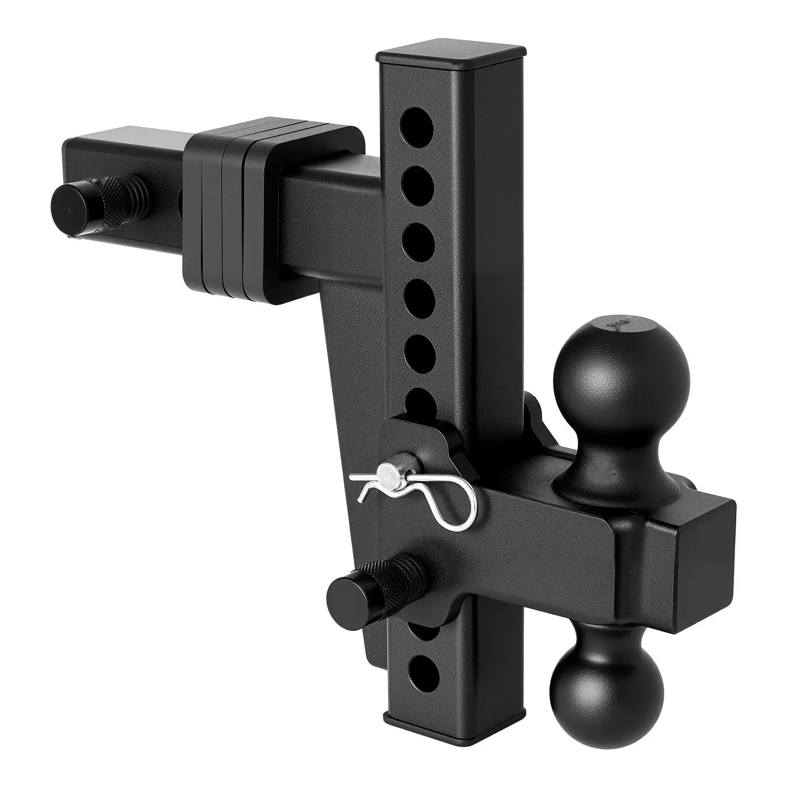 Adjustable Trailer Hitch Receiver For 2 Inch Receivers, Trailer Hitch Mount With 2 Inch And 2-5/16 Inch Tow Balls, 18500 Lbs GTW, 8 Inch Drop, Tow Bar Mount For RVs, Off-Road Vehicles And Trucks, Black