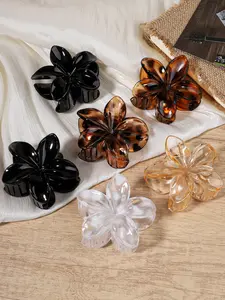 6pcs high-class ladies delicate fashion frangipani hair accessories, transparent color French elegant retro hair clip, holiday, home, leisure, sports versatile strong grip non-slip hair clip