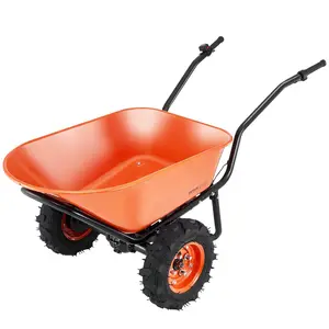 VEVOR Electric Wheelbarrow Cart, 500W Powered Utility Garden Wagon Dump Cart, 4.5 Cu. Ft. Load & 573 lbs Capacity with Metal Handle & 16" Track Wheels, Two Wheel Barrow Yard Cart & Wagons for LawnHoliday gifts