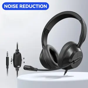 Over-ear Design Wired Headset with Microphone, Noise Cancelling Headphone for Call Center, Computer Headset for PC Laptop, Audio, PC Headsets, Headphones Jack