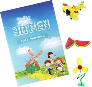 3D Printing Drawing Book,3D Printer Drawing Molds Paper Stencils for 3D Printing Pen,20 Sheets 40 Colorful Patterns 3D Drawing Paper Templates, with a Reusable Transparent PVC Drawing Board.