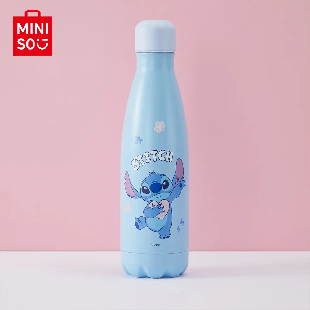 Disney Stitch Series Coke Bottle 500mL Stitch Thermos Drinking Bottle Lovely Blue Bottle Novel Shape Birthday Gift，Back To School