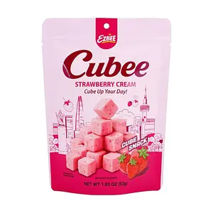 EZBEE Cubee Korean Strawberry Cream Mini Square Crisps 52g - Sweet Snack Bites