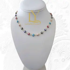 LaYaiBoutique #1504 Turkish evil eye necklace in 14k gold-plated colors, high quality