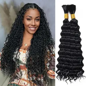 Jessie's Wig #4 #1B #30 #27 #613 Human Braiding Hair Deep Wave for Boho Braids 2 Bundles 45g 16 20 Inch Bulk Human Hair for Braiding No Weft 12A Curly Human Hair Extensions
