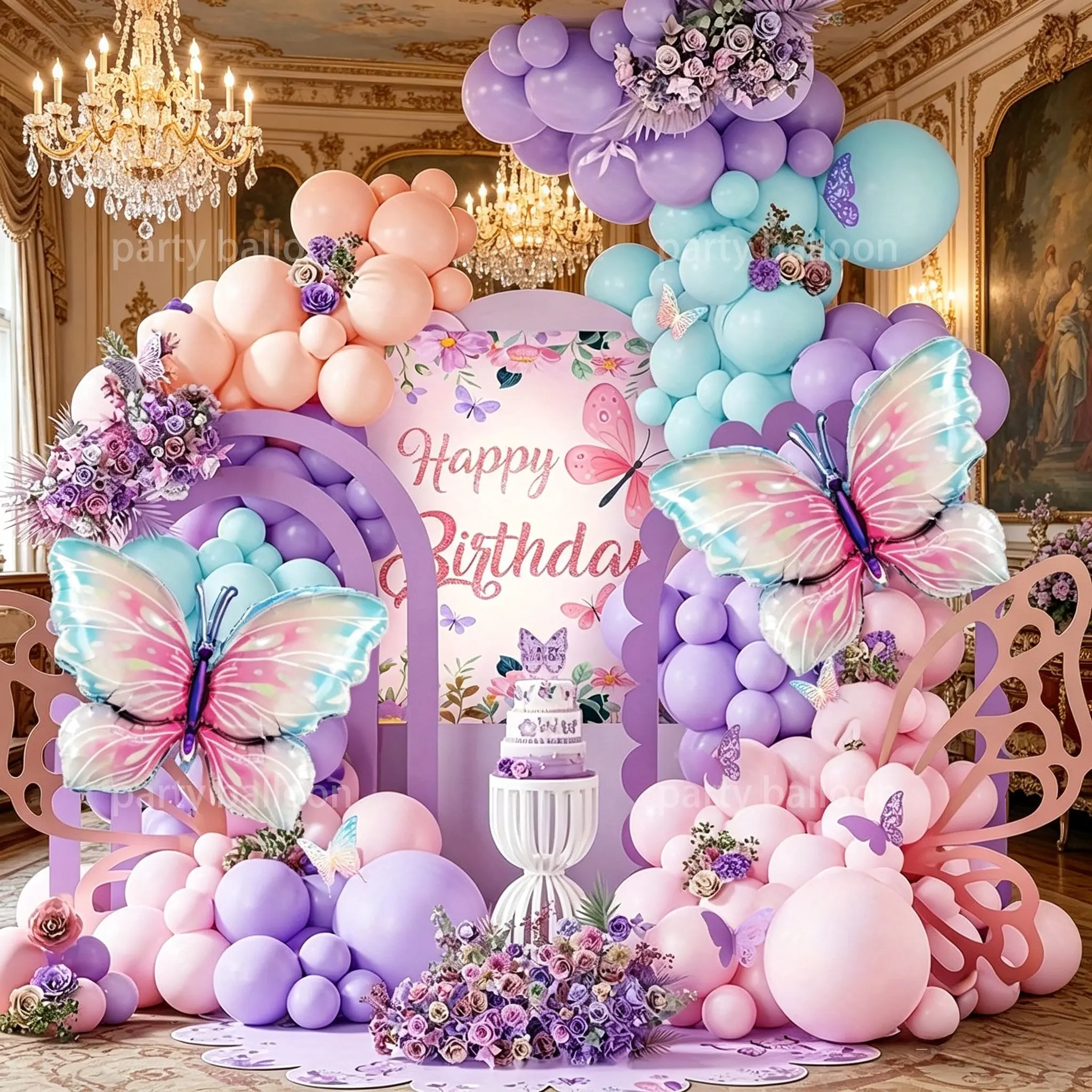 126 Piece Dreamy Butterfly Balloon Garland Set, Gradual Color Butterflies, Party Decor for Girls Birthday, Tea Parties, Baby Showers, Happy Birthday, Butterfly Balloon Decorations