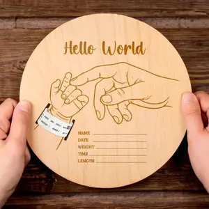 Newborn Hospital Bracelet Engraved Memorial Box, Personalized Baby Gift, Handprint Plaque, Laser Cut Wood Fiber Craft, Perfect for Mother's Day & Father's Day