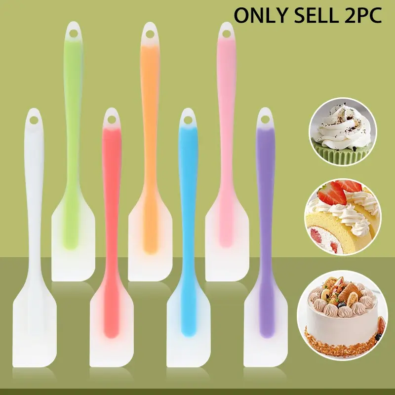2-Piece Semi-Transparent Silicone Spatula Set, Non-Stick Heat Resistant Jam Scraper, Baking Mixing Bowl Tool, Baking Tools, Kitchen Cooking Essentials, Kitchenware, Baking Supplies