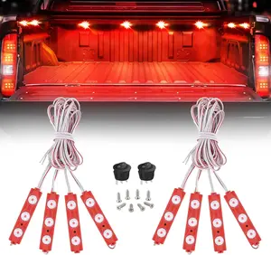 Nilight 8PCS Truck Pickup Bed Light 24LED Red Cargo Rock Lighting Kits with Switch for Van Off-Road Under Car Side Marker Foot Wells Rail rock lights interior lighting vision a car in custom lights rock light magnetic rock lighting for