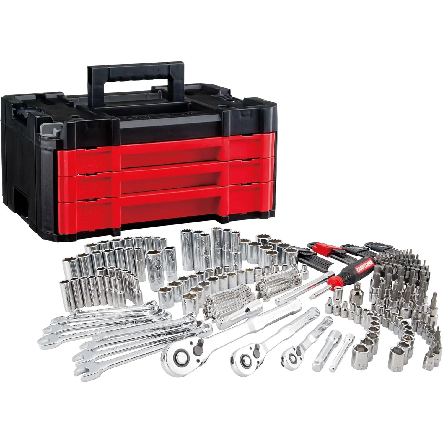 Craftsman 262-Piece Mechanic Tool Set with 3-Drawer VERSASTACK Box, SAE and Metric Socket Set, Car and Motorcycle Tool Kit with Combination Wrenches and Spark Plug Sockets (CMMT45309) CRAFTSMAN
