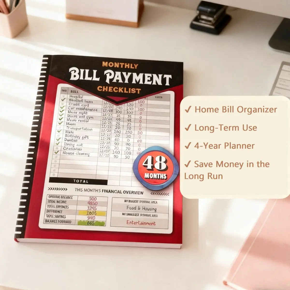 Bill Payment Tracker - Paperback 960 Records for 4 Years Bank Account Tracking Debt Payoff Planning Expense Tracking Durable Bound Notebook for Monthly Financial Overview & Budgeting Daily Planner