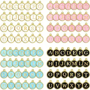 104 Piece Letter Charms for Jewelry Making,Alphabet Charms Set for Bracelet,Necklace & DIY Projects (Black,White,Pink,Blue),Halloween Christmas Party Gifts,Hand Tools Kits