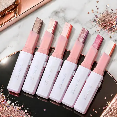 6Pcs 2-Tone Eyeshadow Stick Set, Non-Toxic Push-Pull Design Makeup Products, Water-Resistant Cream Gradient Ombré, High Pigment Matte-Shimmer Highlighter Duo, Long-Lasting Smudge-Proof Crease-Resistant, Beginner-Friendly Portable Travel Gifts for Women