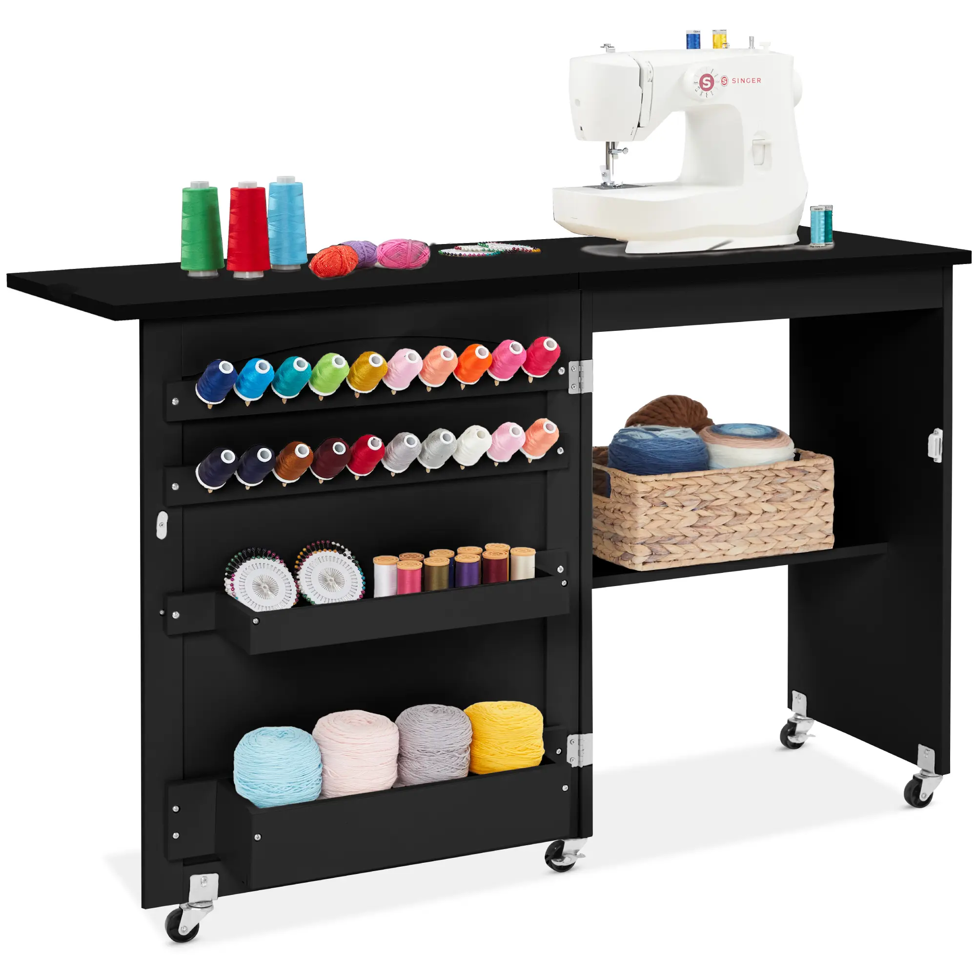 Best Choice Products Sewing Machine Table & Desk w/ Craft Storage and Trays