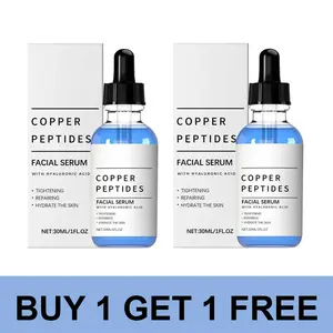[BUY 1,GET 1 FREE] GHK-Cu Copper Peptide Serum with Hyaluronic Acid | Anti-Aging Facial Serum, Deep Moisturizing & Nourishing, Firming & Wrinkle Smoothing | Fragrance-Free | 30ml Daily Face Serum for All Skin Types | Men & Women, Cruelty-Free
