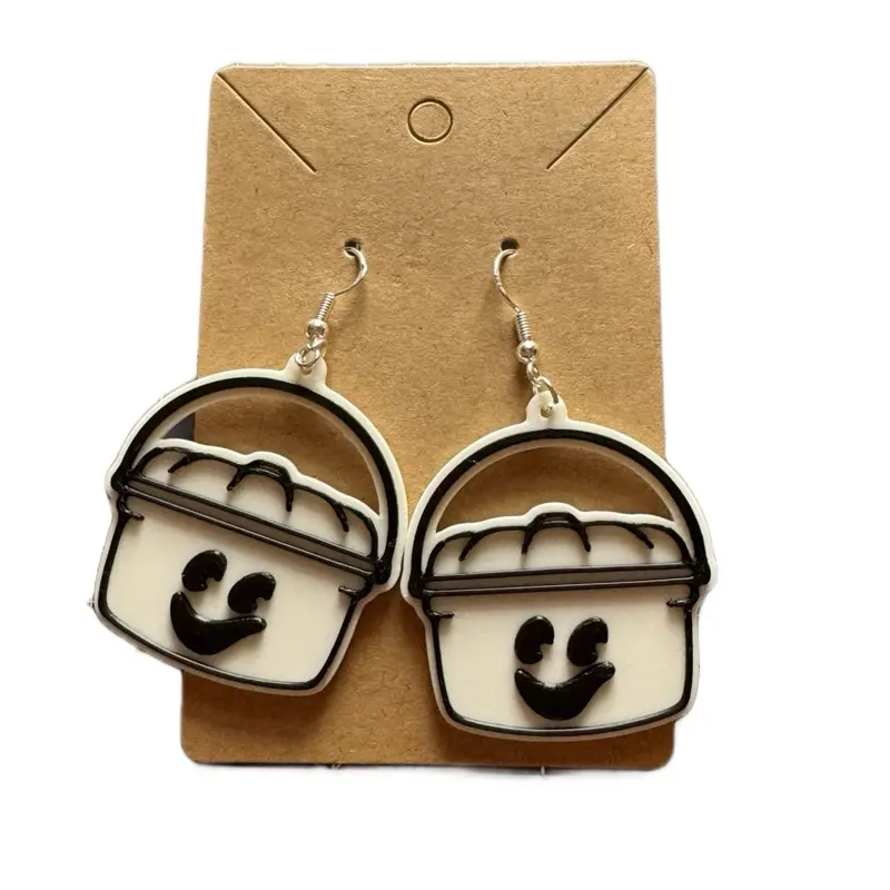McDonald's Halloween Bucket Earrings - Pumpkin Design with Ghost Face - Fun and Festive Jewelry for Halloween