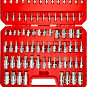 92PCS 1/4” 3/8”and 1/2” Allen and Bit Socket Set,S2 Steel &CR-V,Drive Torx/Tamper Proof Torx/Hex, SAE & Metric