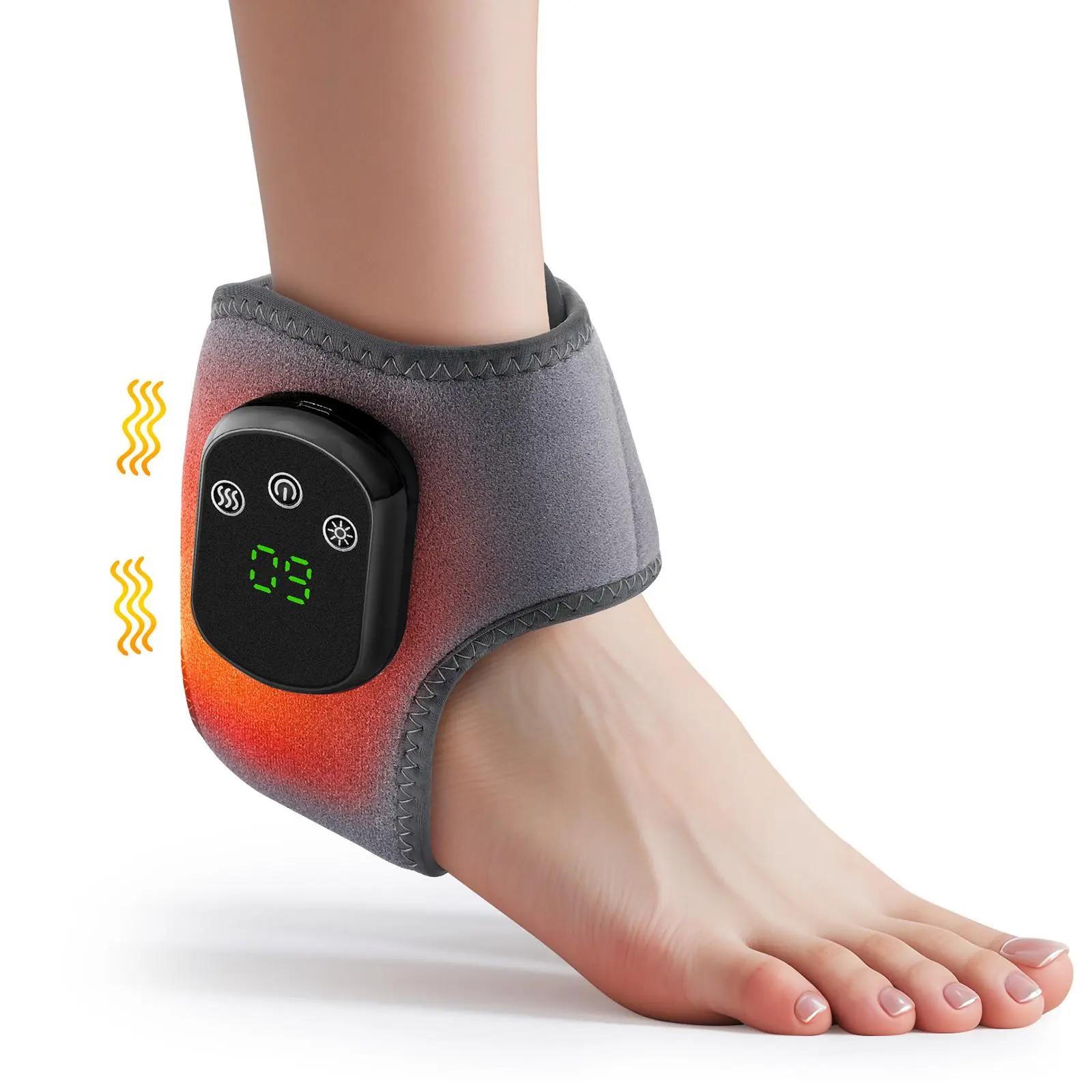 Fitease Ankle Massager for Relief, Heating Pad for Ankle and Foot with 1800mAh Rechargeable, Thermal Wrap for Achilles Tendon, Foot Massager - Gifts for Women Men