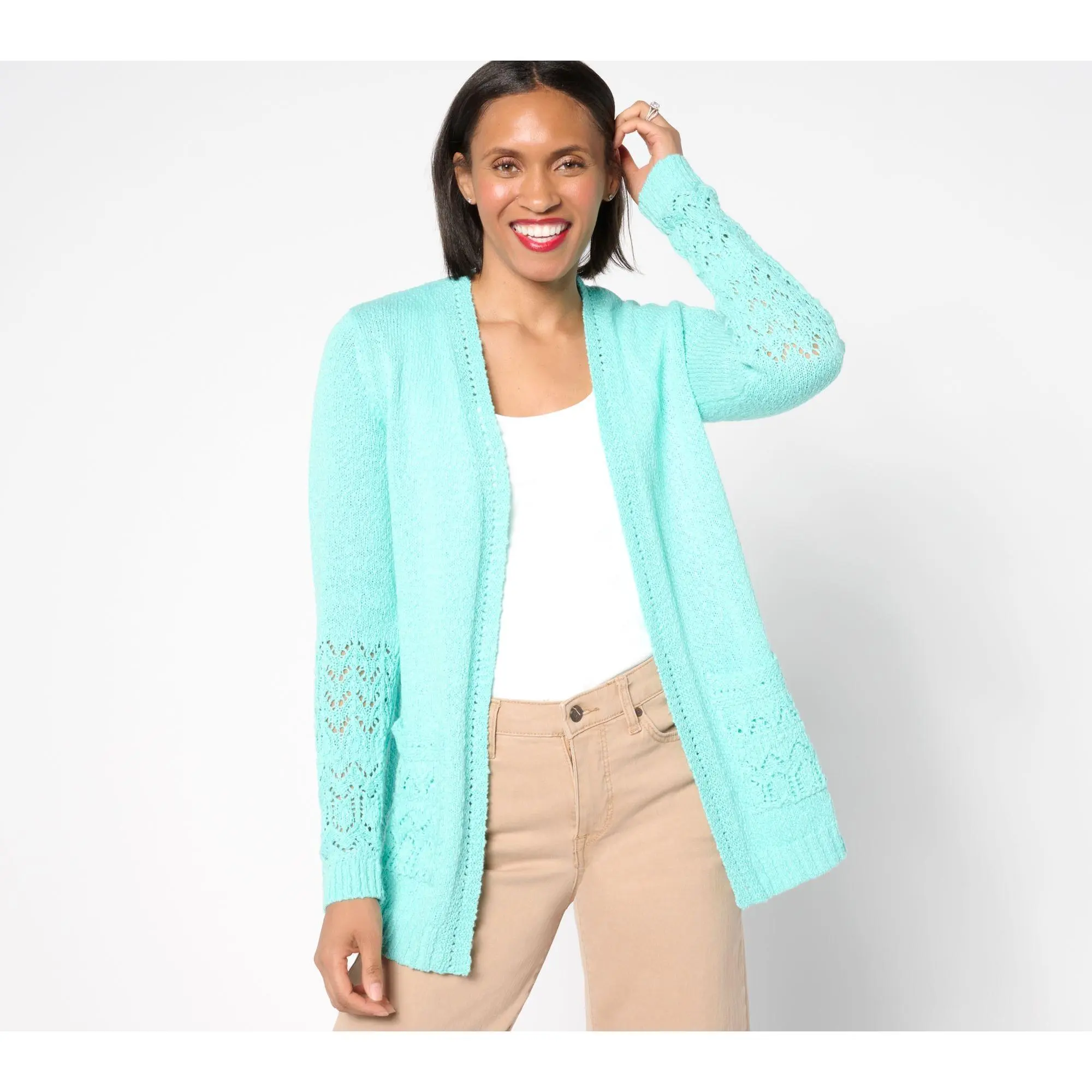 Isaac Mizrahi Live! Regular Bridgehampton Slub Sweater Cardigan