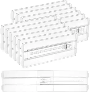 12 Pack Drawer Dividers Adjustable Expandable 10.2-16.5 Clear Organizer