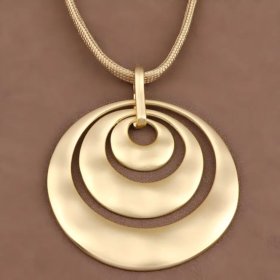 Matte Gold Oversized Hollow Geometric Statement Necklace, Chunky Thick Chain Large Abstract Pendant Bold Vintage Jewelry for Women Daily Party Gift