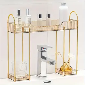 Over The Faucet Bathroom Sink Organizer - Narrow No-Drill Compact Above Faucet Storage Rack, Space-Saving Countertop Solution for Bathrooms Under 27" Space